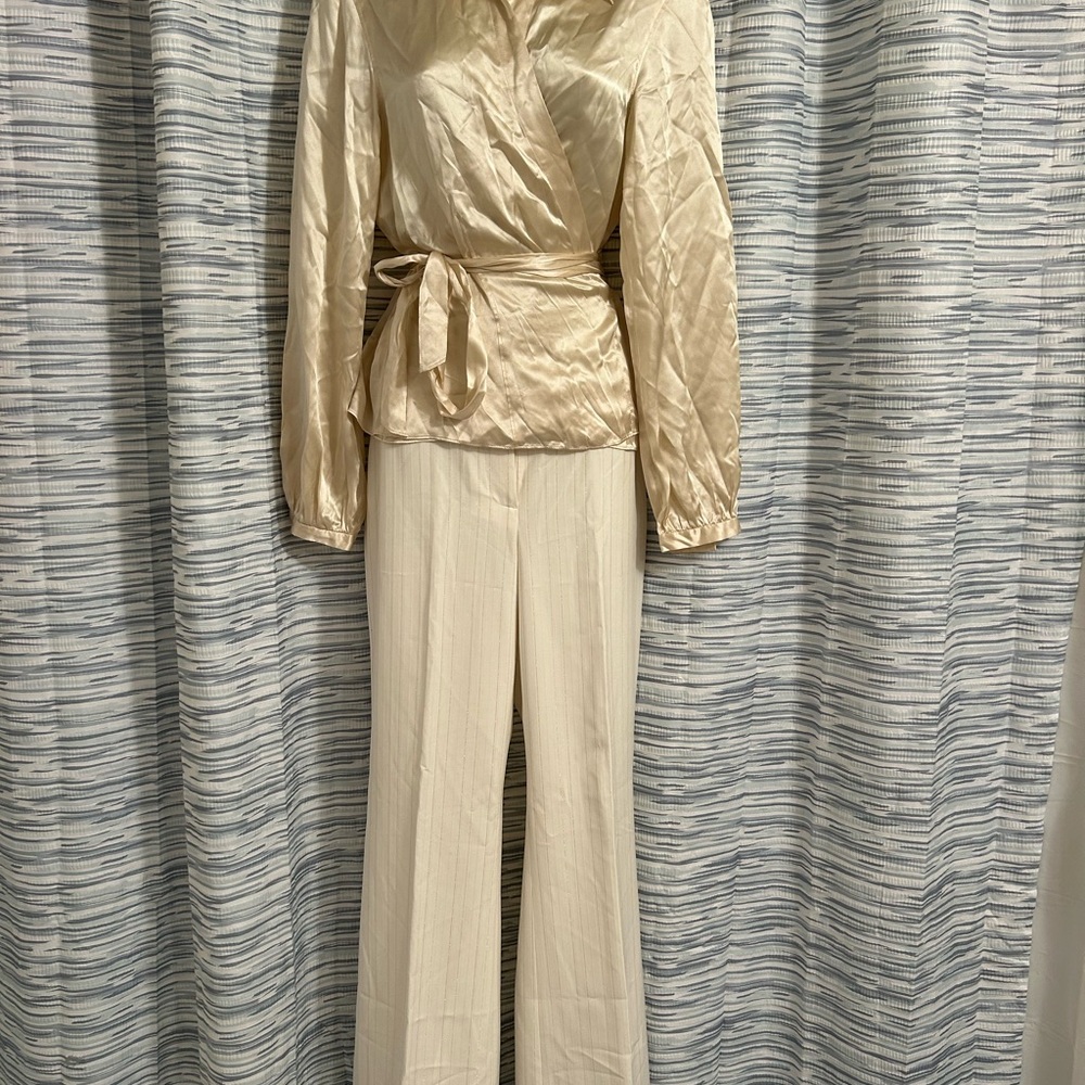 Elegant Cream Pants and Blouse